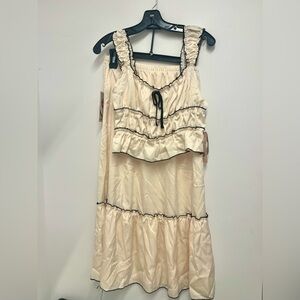 Cream Ruffled Top With Maxi Skirt Set